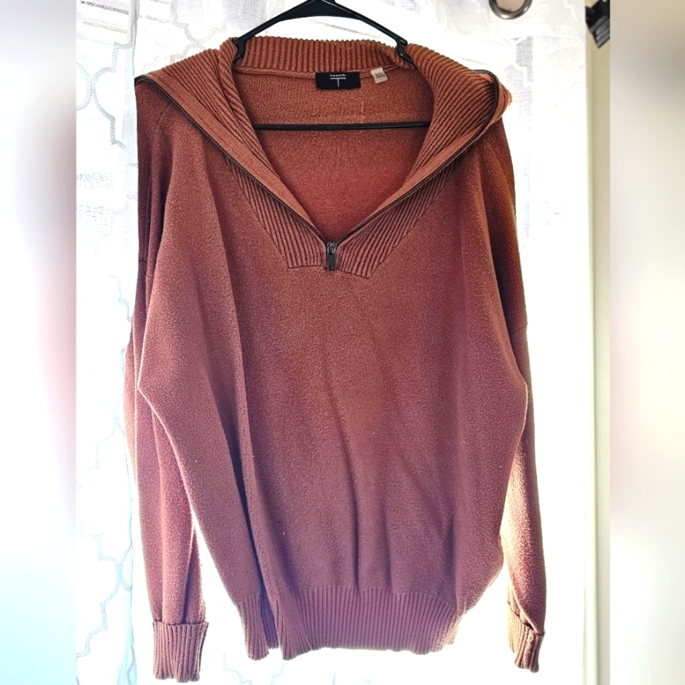 Tahari XL Rust Half-Zip Sweater